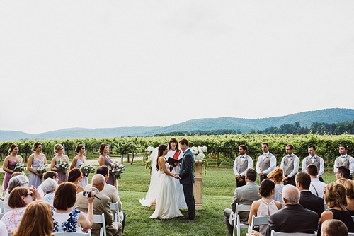 Charming outdoor vineyard wedding in Charlottesville with specialty and vintage rentals provided by Paisley & Jade 