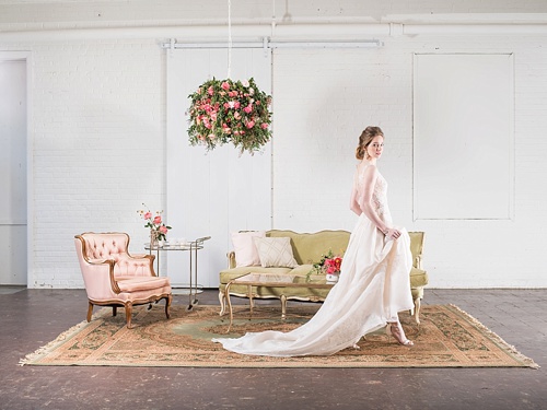 Gorgeous Spring editorial bridal shoot for Washingtonian Bride & Groom Magazine with space and vintage and specialty rentals provided by Paisley & Jade 