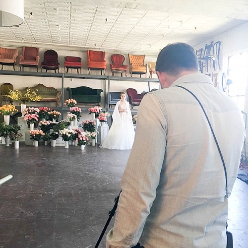 Behind the scenes photos of a gorgeous Spring editorial bridal shoot for Washingtonian Bride & Groom Magazine with space and vintage and specialty rentals provided by Paisley & Jade