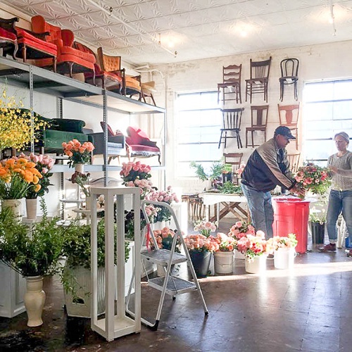 Behind the scenes photos of a gorgeous Spring editorial bridal shoot for Washingtonian Bride & Groom Magazine with space and vintage and specialty rentals provided by Paisley & Jade