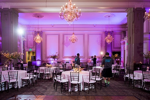 Luxurious hotel ballroom wedding reception in Richmond, Va with specialty rentals by Paisley & Jade 