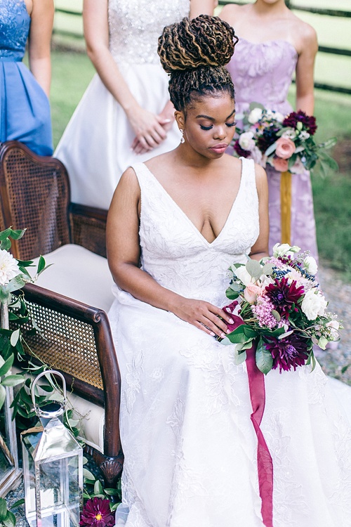 Romantic and elegant wedding inspiration at Seven Springs Farm in Virginia with specialty and vintage rentals by Paisley & Jade