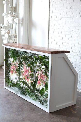 Stunning shadow box bar created by Paisley & Jade that is available to personalize and rent for your next event