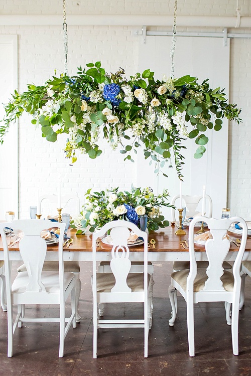 Beautiful white and blue wedding inspiration styled shoot from the Hope Taylor Photography Workshop with space and specialty rentals provided by Paisley & Jade 