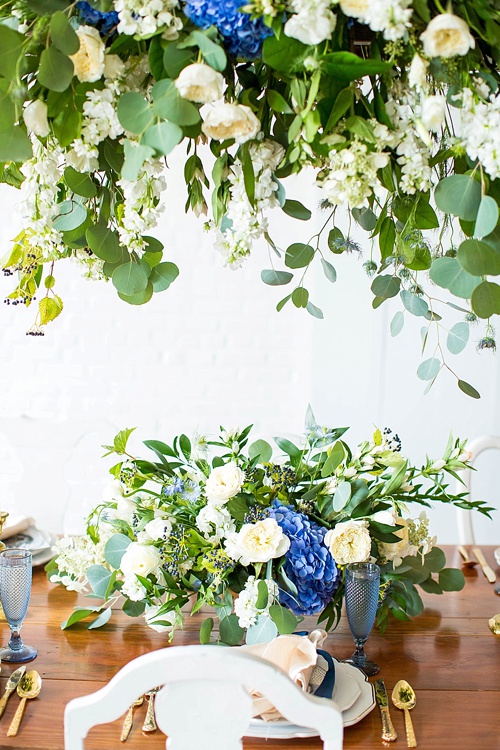 Beautiful white and blue wedding inspiration styled shoot from the Hope Taylor Photography Workshop with space and specialty rentals provided by Paisley & Jade 