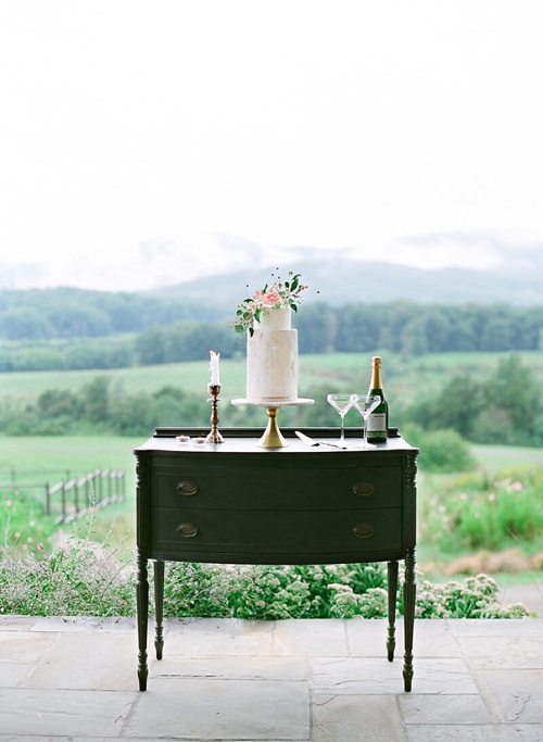 Romantic and elegant wedding inspirations styled shoot at Pippin Hill Vineyards with vintage and specialty rentals by Paisley & Jade