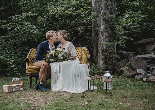 Sweet surprise elopement with specialty and vintage rental pieces provided by Paisley and Jade