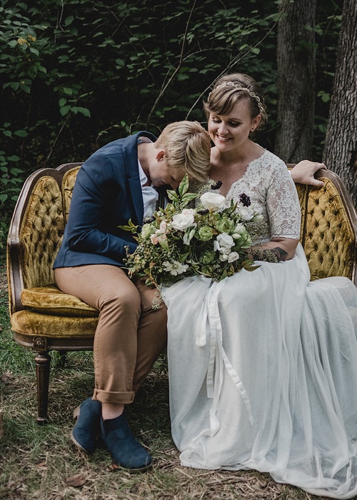 Sweet surprise elopement with specialty and vintage rental pieces provided by Paisley and Jade