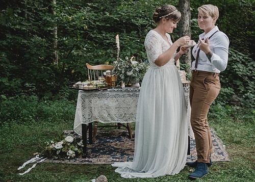 Sweet surprise elopement with specialty and vintage rental pieces provided by Paisley and Jade