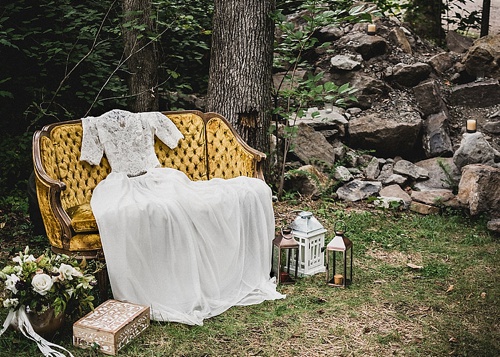 Sweet surprise elopement with specialty and vintage rental pieces provided by Paisley and Jade