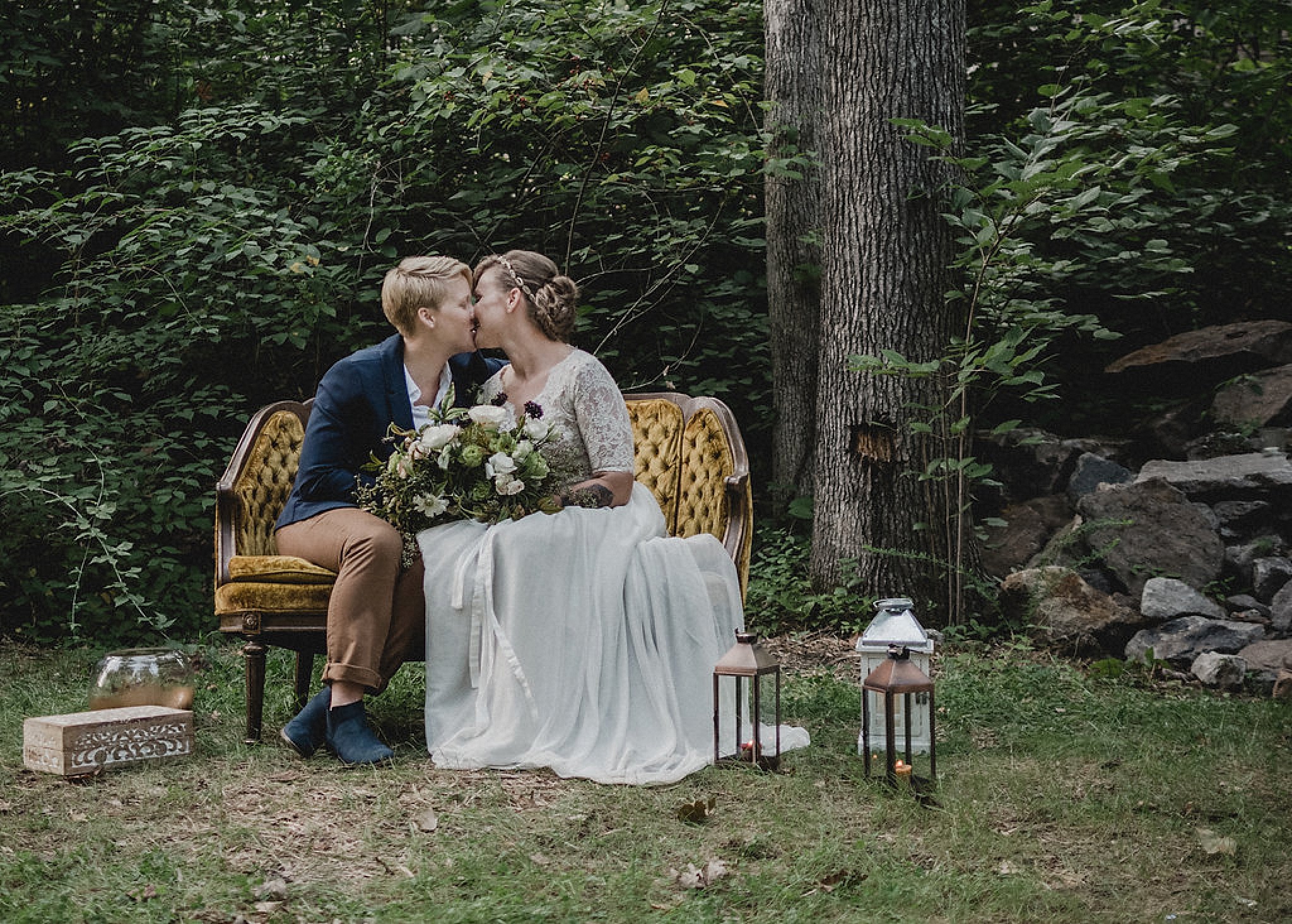 Sweet surprise elopement with specialty and vintage rental pieces provided by Paisley and Jade