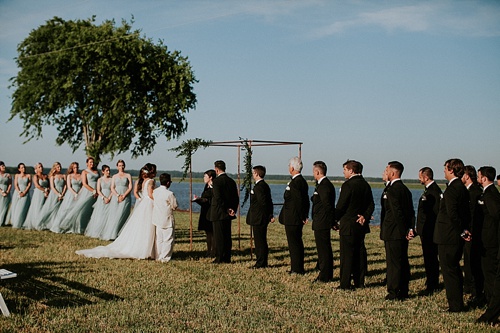 Cool and modern riverside wedding in Virginia with vintage and specialty rentals by Paisley and Jade 