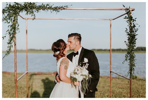Cool and modern riverside wedding in Virginia with vintage and specialty rentals by Paisley and Jade