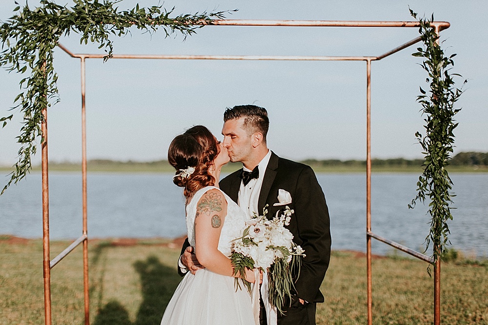 Cool and modern riverside wedding in Virginia with vintage and specialty rentals by Paisley and Jade