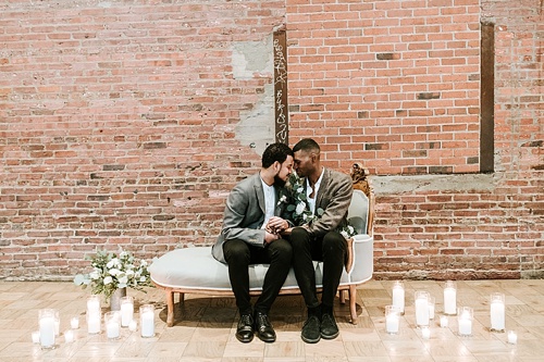 Swanky and industrial wedding inspiration shoot in Baltimore with specialty and vintage rentals by Paisley and Jade 