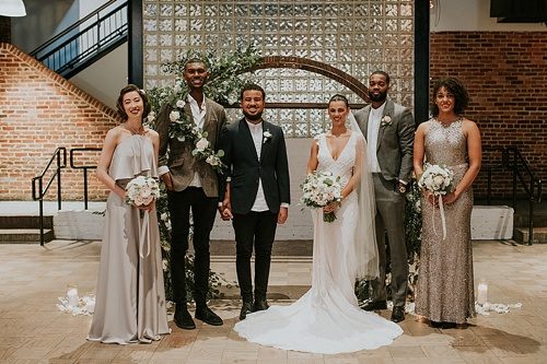Swanky and industrial wedding inspiration shoot in Baltimore with specialty and vintage rentals by Paisley and Jade