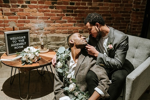 Swanky and industrial wedding inspiration shoot in Baltimore with specialty and vintage rentals by Paisley and Jade 