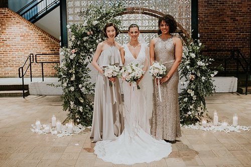 Swanky and industrial wedding inspiration shoot in Baltimore with specialty and vintage rentals by Paisley and Jade 