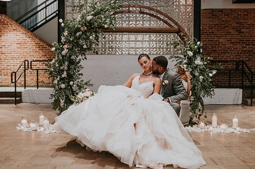 Swanky and industrial wedding inspiration shoot in Baltimore with specialty and vintage rentals by Paisley and Jade 