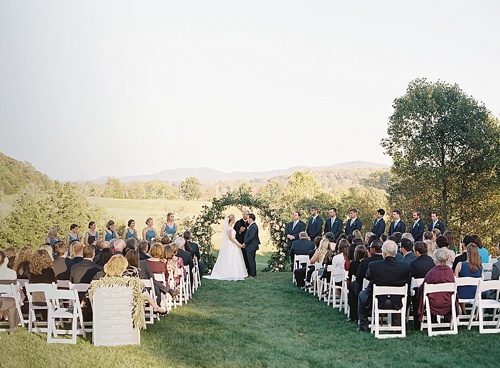 Gorgeous outdoor wedding in the Blue Ridge Mountains with specialty vintage rentals by Paisley and Jade