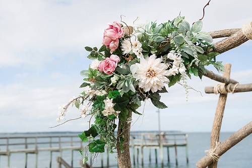 Wonderful waterfront Fall wedding on the Eastern Shore of Virginia with specialty and vintage rentals provided by Paisley and Jade 