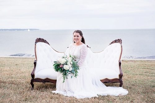 Wonderful waterfront Fall wedding on the Eastern Shore of Virginia with specialty and vintage rentals provided by Paisley and Jade