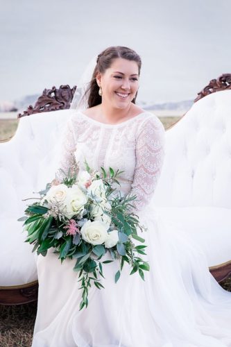 Wonderful waterfront Fall wedding on the Eastern Shore of Virginia with specialty and vintage rentals provided by Paisley and Jade