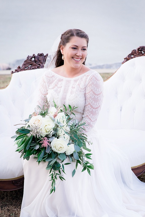 Wonderful waterfront Fall wedding on the Eastern Shore of Virginia with specialty and vintage rentals provided by Paisley and Jade 