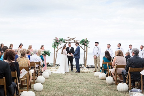 Wonderful waterfront Fall wedding on the Eastern Shore of Virginia with specialty and vintage rentals provided by Paisley and Jade 