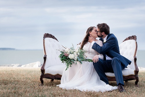 Wonderful waterfront Fall wedding on the Eastern Shore of Virginia with specialty and vintage rentals provided by Paisley and Jade 