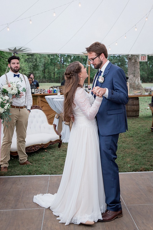 Wonderful waterfront Fall wedding on the Eastern Shore of Virginia with specialty and vintage rentals provided by Paisley and Jade 