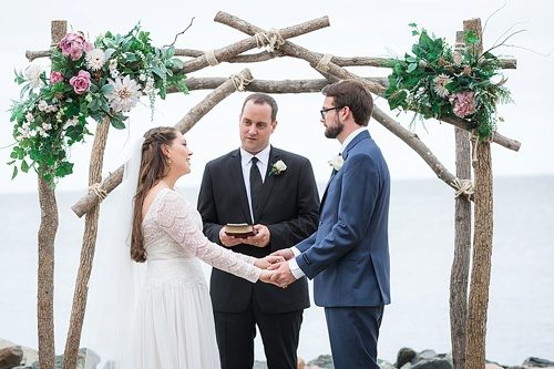 Wonderful waterfront Fall wedding on the Eastern Shore of Virginia with specialty and vintage rentals provided by Paisley and Jade