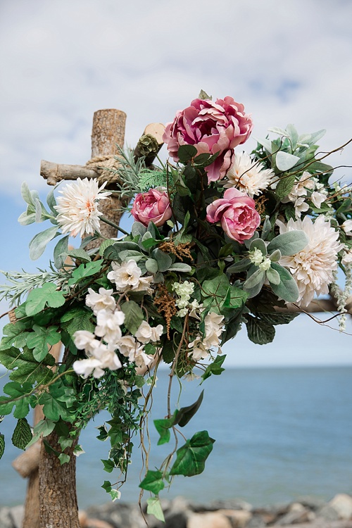 Wonderful waterfront Fall wedding on the Eastern Shore of Virginia with specialty and vintage rentals provided by Paisley and Jade 