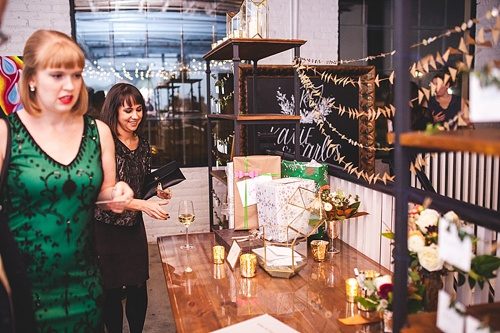 Chic city wedding reception in Richmond, Virginia with specialty and vintage rentals by Paisley and Jade