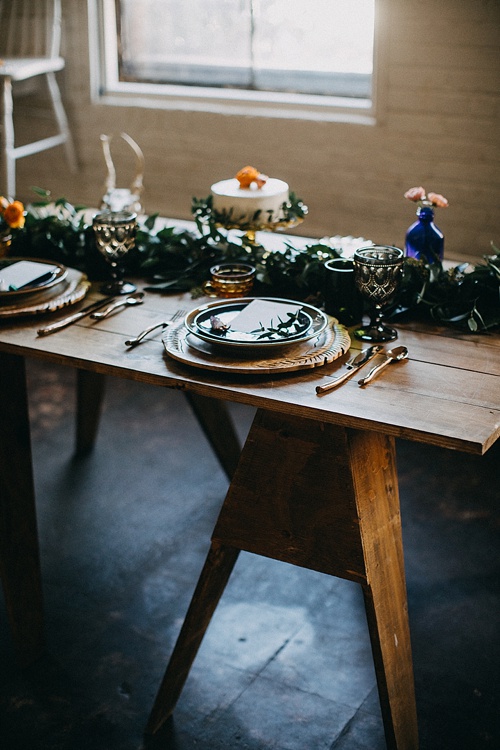 Earthy and Industrial styled shoot with boho-chic vibes. Specialty rentals and space provided by Paisley and Jade 