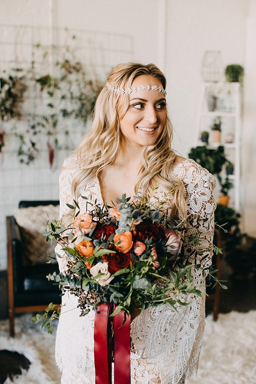 Earthy and Industrial styled shoot with boho-chic vibes. Specialty rentals and space provided by Paisley and Jade 