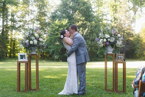 Causal and colorful garden wedding at Seven Springs Farm in Virginia with specialty and vintage rentals by Paisley and Jade