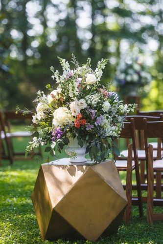 Causal and colorful garden wedding at Seven Springs Farm in Virginia with specialty and vintage rentals by Paisley and Jade