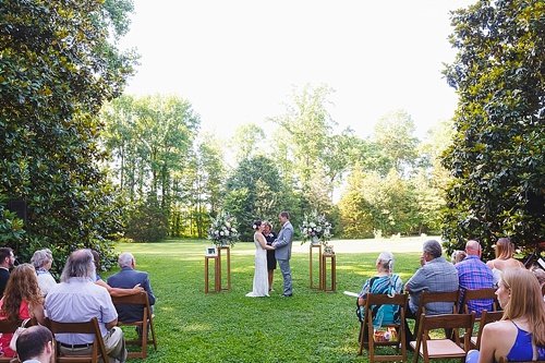 Causal and colorful garden wedding at Seven Springs Farm in Virginia with specialty and vintage rentals by Paisley and Jade 