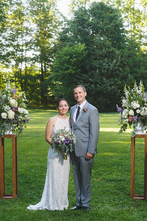 Causal and colorful garden wedding at Seven Springs Farm in Virginia with specialty and vintage rentals by Paisley and Jade 