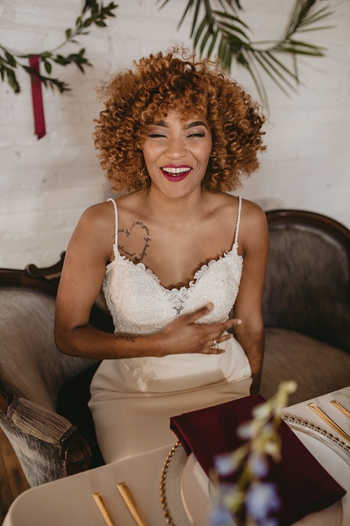 Chic and modern wedding inspiration styled shoot in Richmond. Virginia with specialty and vintage rentals by Paisley and Jade 