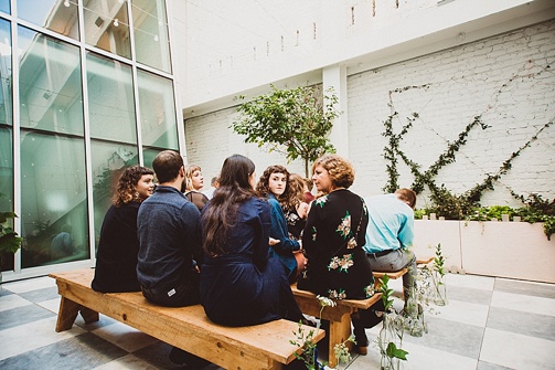 Chic and charming courtyard wedding at Quirk Hotel in Richmond, Virginia with specialty and vintage rentals by Paisley & Jade 