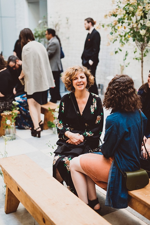 Chic and charming courtyard wedding at Quirk Hotel in Richmond, Virginia with specialty and vintage rentals by Paisley & Jade 