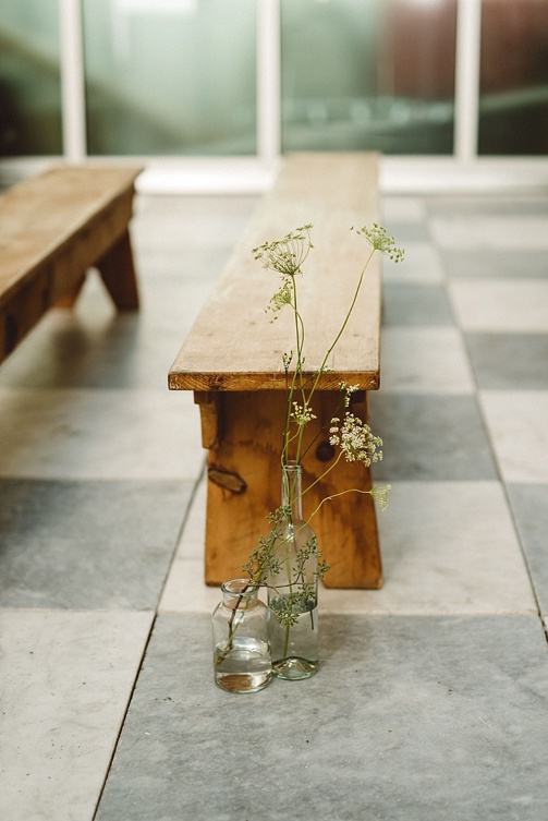 Chic and charming courtyard wedding at Quirk Hotel in Richmond, Virginia with specialty and vintage rentals by Paisley & Jade 