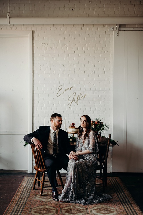 Moody and modern wedding inspiration styled shoot at Highpoint & Moore with space and specialty rentals by Paisley & Jade 