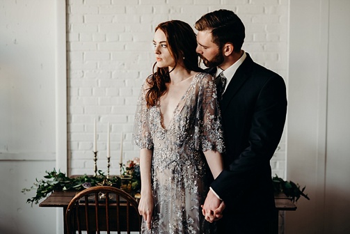 Moody and modern wedding inspiration styled shoot at Highpoint & Moore with space and specialty rentals by Paisley & Jade 