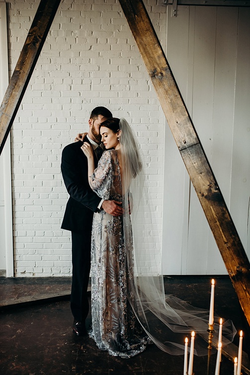 Moody and modern wedding inspiration styled shoot at Highpoint & Moore with space and specialty rentals by Paisley & Jade 