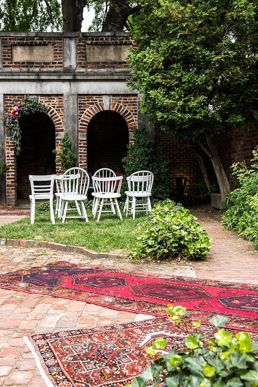 Enchanting colorful and intimate wedding at the Poe Museum in Richmond with specialty and vintage rentals by Paisley & Jade 