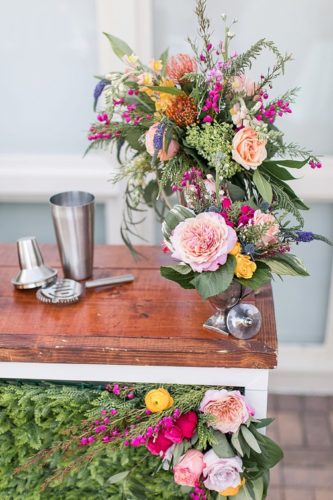 Colorful and garden inspired styled shoot with a specialty bar by Paisley and Jade 