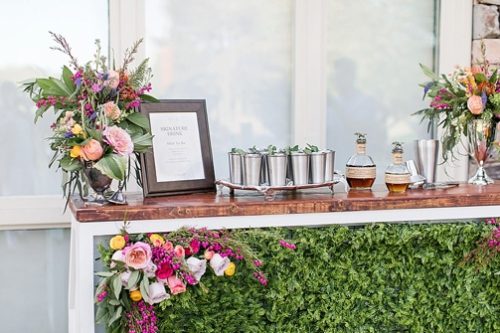 Colorful and garden inspired styled shoot with a specialty bar by Paisley and Jade 